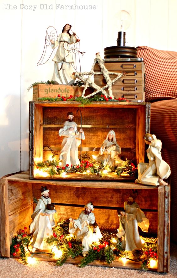 Lavoretti Di Natale Presepe.Idee Natalizie Con Pallet E Cassette Di Legno Ecco 20